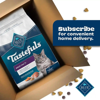Blue Buffalo Tastefuls Mature Dry Cat Food for Adult Cats 7+, Made in the USA with Natural Ingredients, Chicken & Brown Rice Recipe, 3-Lb. Resealable Bag11