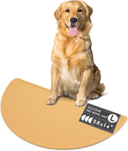 Should We Go? Waterproof Silicone Dog Food Mat – Large Size Non-Slip Pet Bowl Mat, Raised Edge Design, Easy-To-Clean Pet Food Placemat for Dog & Cat Bowls, 28" across X 14" Deep - Ocean Blue8