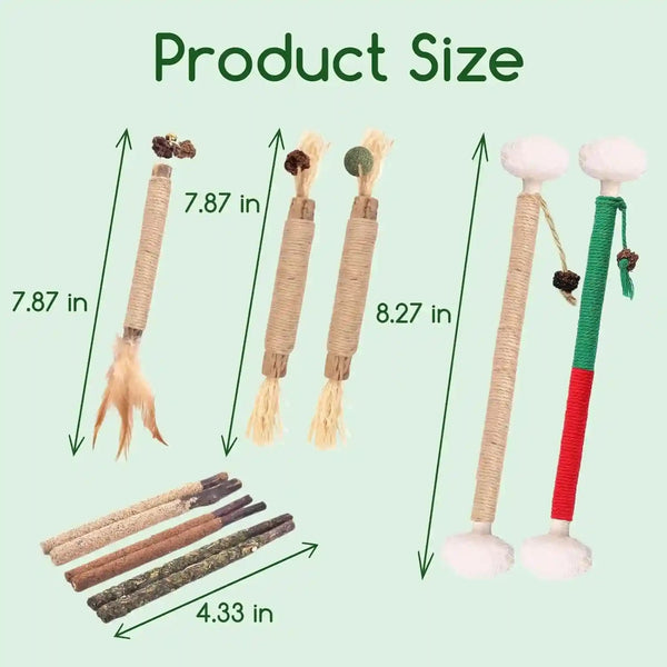 Natural Silvervine Cat Chew Toys for Dental Care | 11-Piece Natural Silvervine Chew Toys. Promotes Cat Dental Health, Aids Digestion, and Safely Expels Hairballs.6