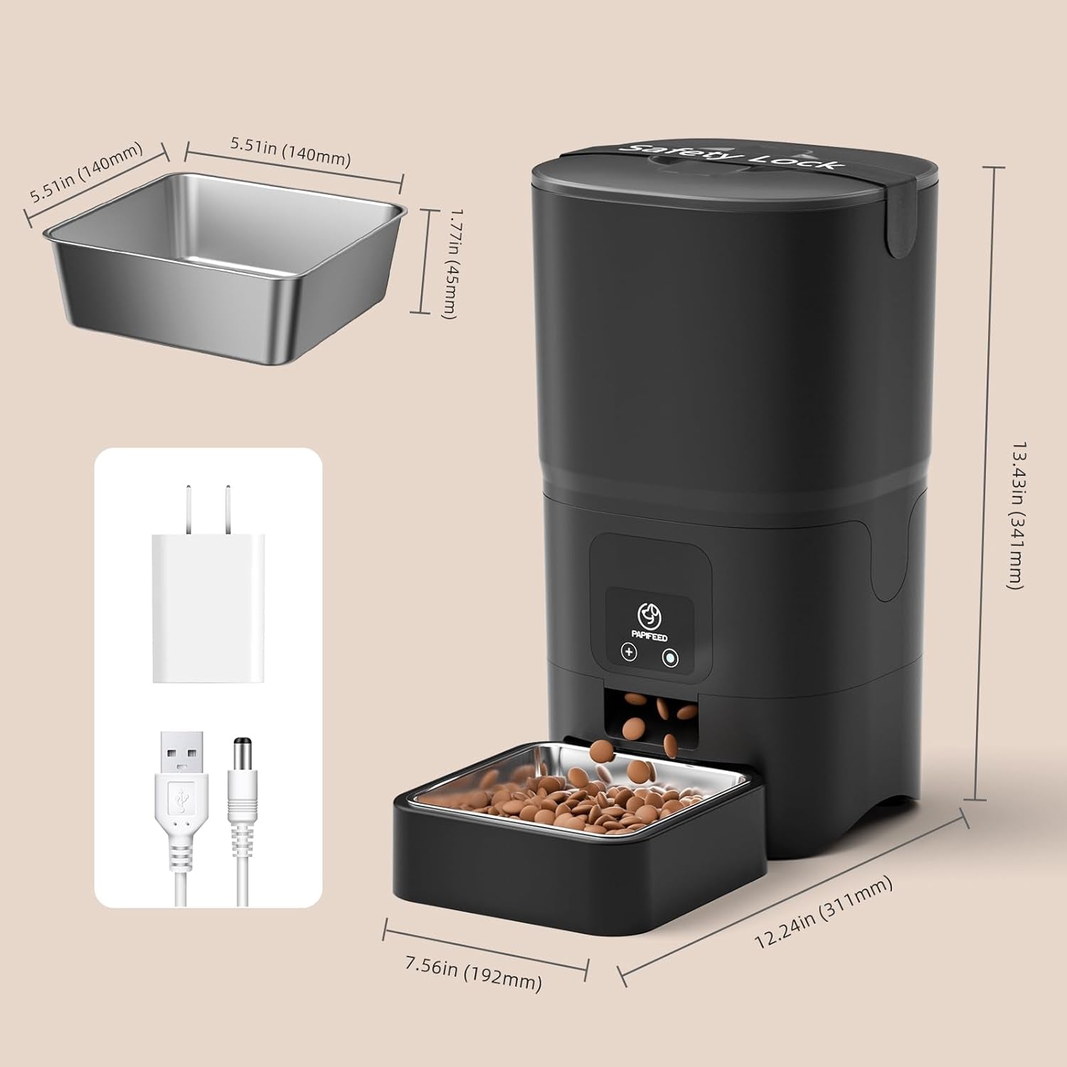 papifeed-automatic-cat-feeder-with-app-2-4g-wifi-cat-food-dispenser-6l-timed-cat-feeder-for-dry-food-10-meals-day-12-portions-meal-dual-power-supply-smart-pet-feeder-for-small-dog-black