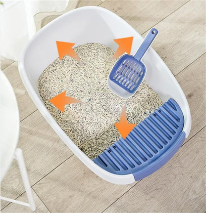 Open Cat Litter Box Large Litter Pan for Cats High Sided Kitten Litter Box with Cat Litter Scoop Removable Pedal Type Cat Toilet Pet Supplies Easy to Clean3