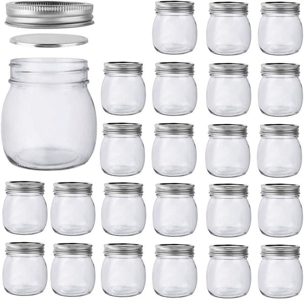 24 Pack 10 Oz Glass Mason Jars, Canning Jars with Regular Mouth Lids | 300 Ml Glass Jars Storage Containers for Overnight Oats, Jam, Jelly, Honey, Beans, Spice, Wedding Party Favors, Shower Favors1