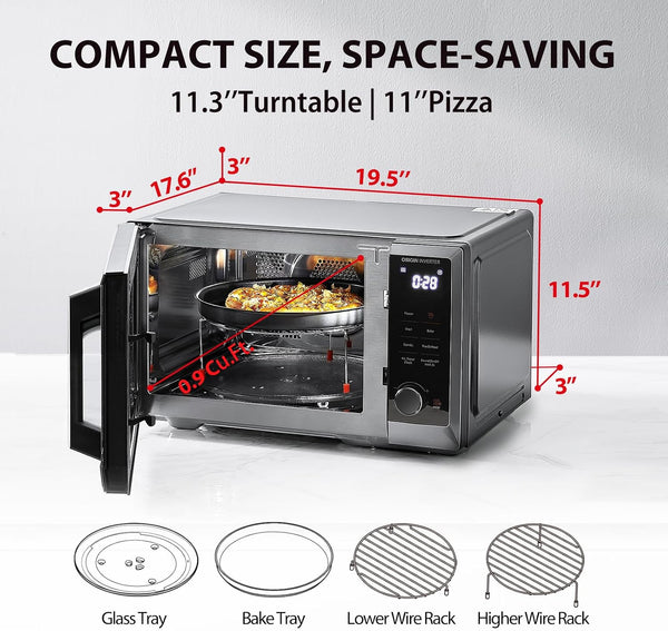 Inverter Countertop Microwave Oven Air Fryer Combo MASTER Series, Broil, Convection, Speedy Combi, Even Defrost 11.3'' Turntable Sound On/Off, 27 Auto Menu&47 Recipes | Broil, Convection, Speedy Combi, Even Defrost 11.3'' Turntable, Sound On/Off, 27 Auto Menu & 47 Recipes7