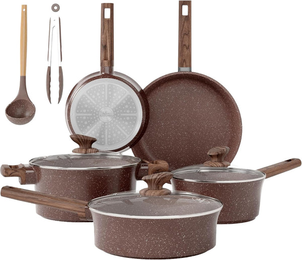 10 Piece Pots and Pans Set Non Stick, Induction Cookware Set | Kitchen Pans Set for Cooking, Compatible with Induction, Gas & Electric Stoves, PFOA & PFOS Free, Even Heating1