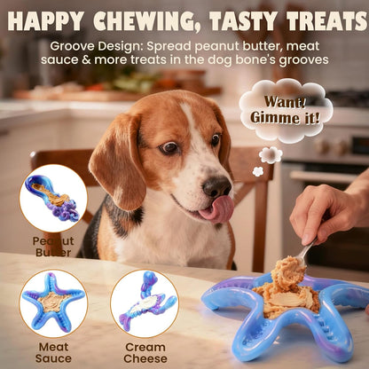 Oceanbone 3 Pack Rock-Hard Nylon Dog Chew Toys for Aggressive Chewers, Indestructible Dog Toys, Bacon Flavor Chew Bones for Large Dogs 20-90 Lbs, Heavy Duty, Long-Lasting, Keeps Dogs Busy (XL Ocean)5