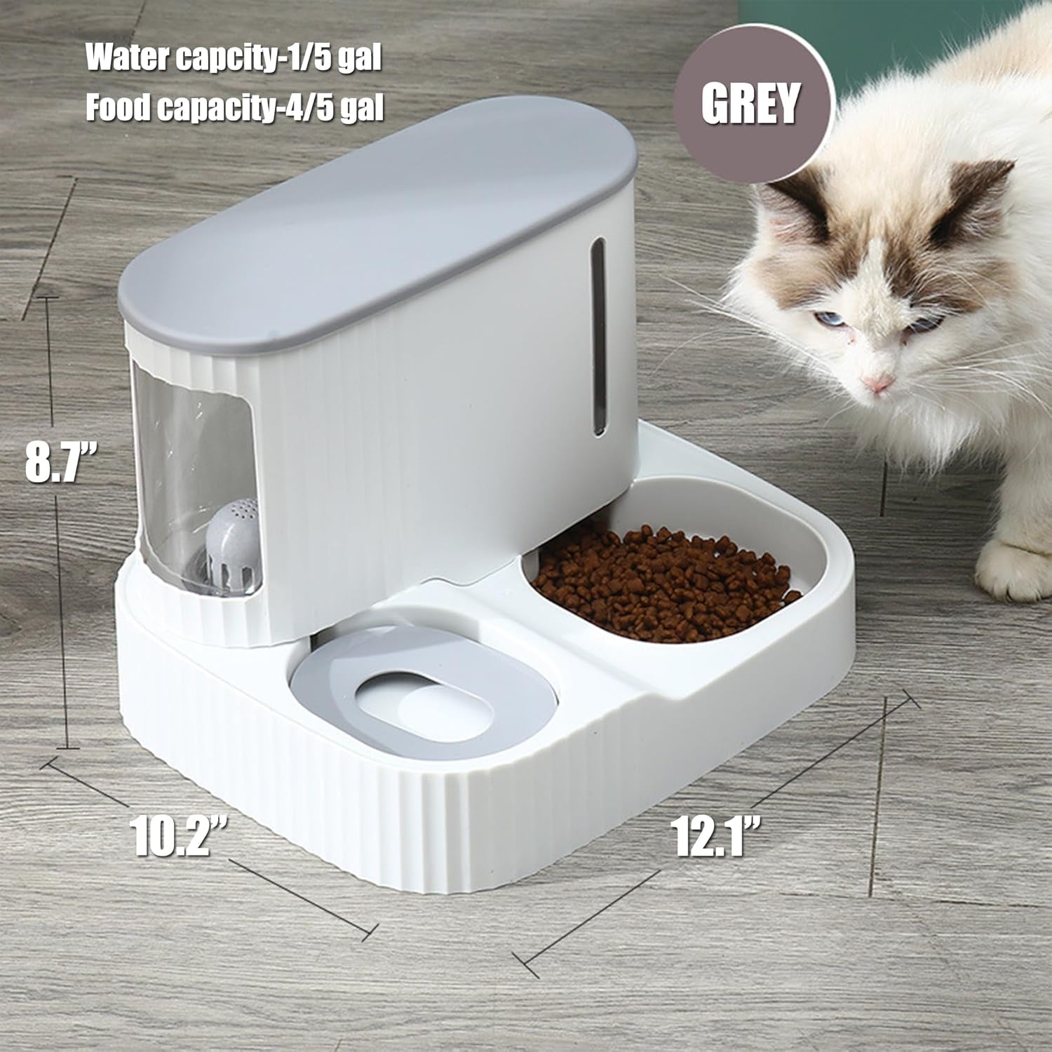 cat-feeder-and-water-dispenser-2-in-1-gravity-automatic-bowl-auto-pet-dry-food-self-feeding-container-dishes-set-for-dog-puppy-kitten-kit-set-grey