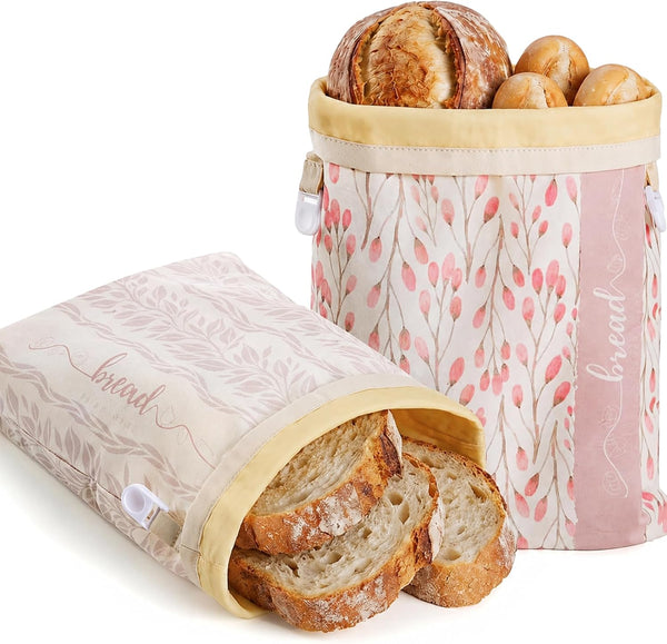Beeswax Bread Bags for Homemade Sourdough, XL 2 Pack Reusable Bags | 100% Cotton with Beeswax Lining, Secure Lock Closure, Keeps Bread Fresh & Crust Crisp, Plastic Bag Alternative1