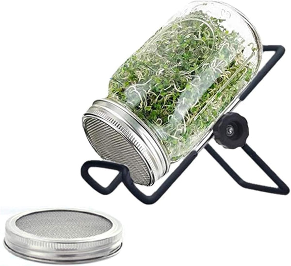 Sprouting Jar Lid (32Oz Glass Jars) with 4 Pack Stainless Steel Sprouting Stands for Wide and Wide Mouth Mason Jar for Growing Organic Sprouts, Stainless Steel5
