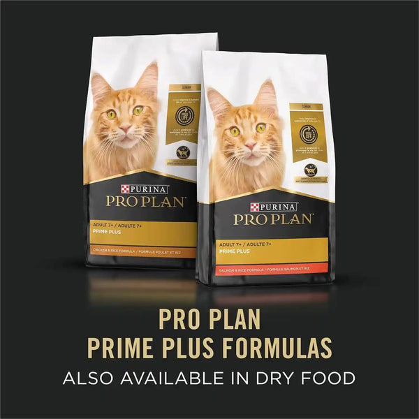 Purina Pro Plan Grain Free Senior Wet Cat Food Variety Pack Pate, SENIOR Seafood Favorites - (2 Packs of 12) 3 Oz. Cans8