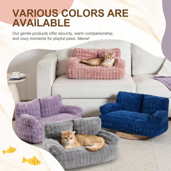 Cat Couch Bed, Cute Pet Sofa for Indoor Cats, 26"X15", Grey | Soft Pet Couch for Kittens Puppies, Small Dog Sofa Bed, Removable Washable Cover7