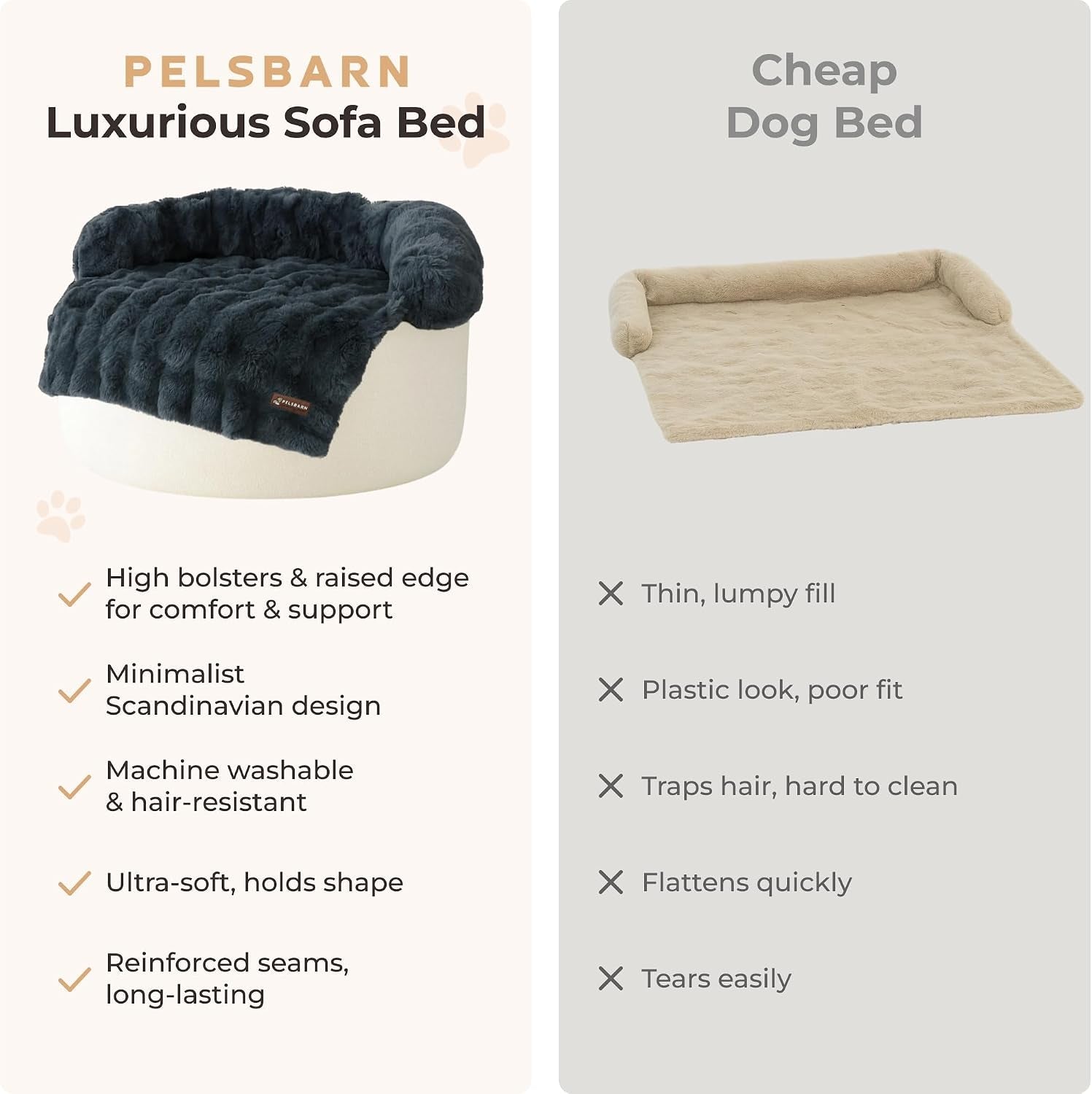 pelsbarn-dog-bed-for-couch-luxurious-sofa-bed-for-dogs-with-non-slip-oxford-bottom-faux-rabbit-fur-with-removable-cover-large-gray-33x33-in
