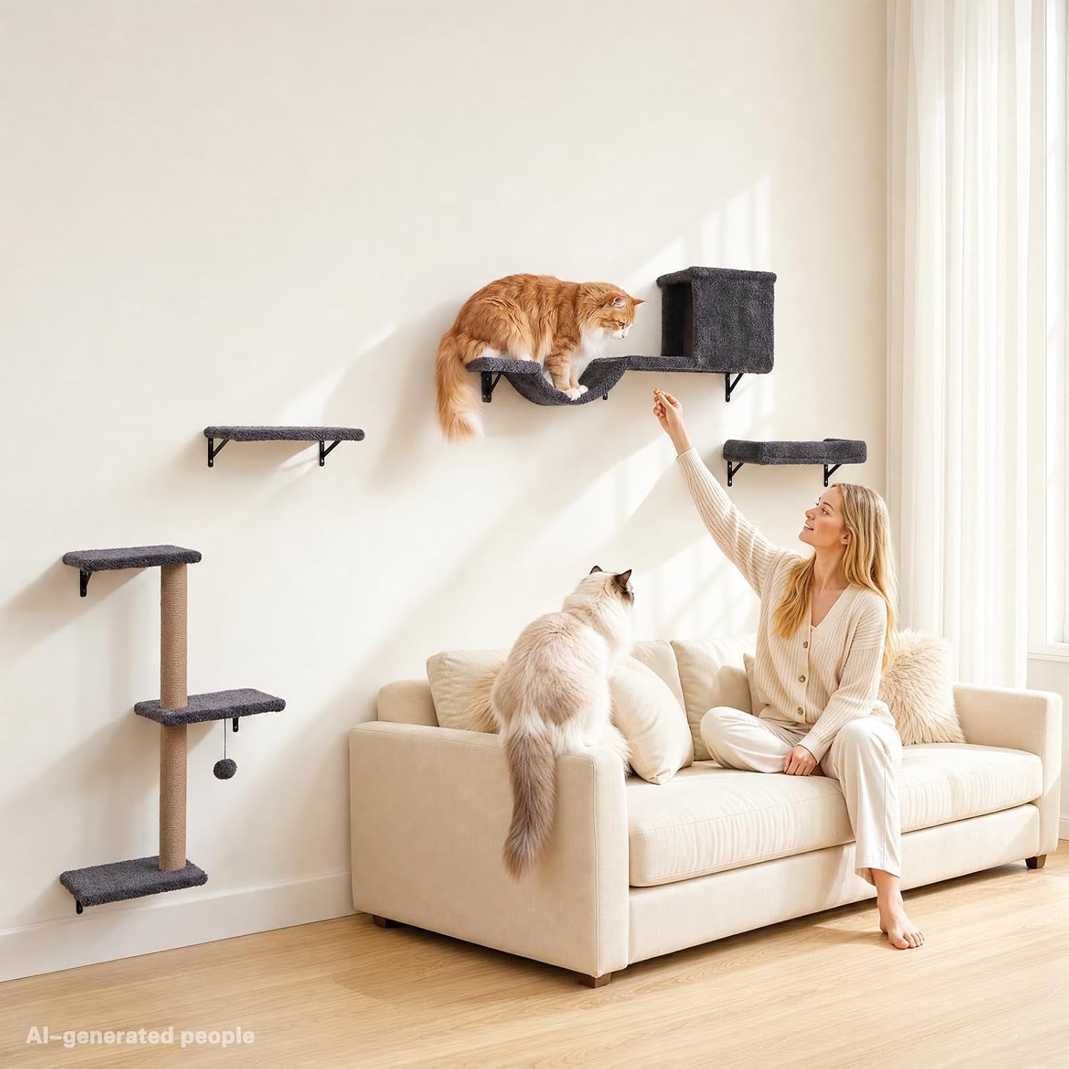 6-in-1-cat-wall-shelves-for-indoor-cats-wall-mounted-furniture-with-bed-cave-perch-scratching-post-multi-level-climbing-system-space-saving-playground-natural-wood-gray