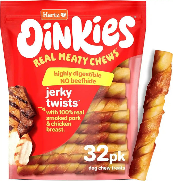 Oinkies Porkalicious Smoked Jerky Twists Dog Treats, 32Pk1