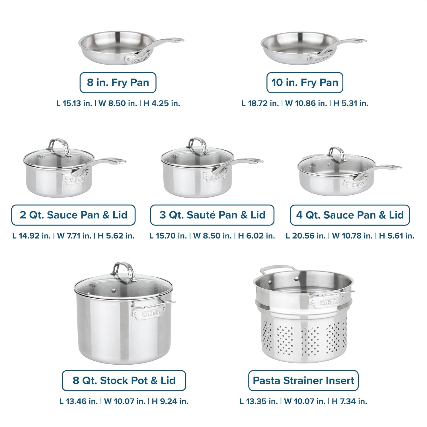 viking-artisan-3-ply-stainless-steel-11-piece-cookware-set-with-vented-glass-lids-fry-pans-saucepans-saute-pan-stock-pot-with-strainer-insert-oven-safe-up-to-600f