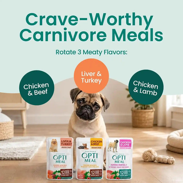 Optimeal Wet Dog Food Small Breed Variety Pack - Grain Free Recipe High Protein Tender Morsels in Aspic Made with Natural Ingredients for Adult Dogs, Premium Nutrition Pouches - 3Oz Pouch (Pack of 12)7