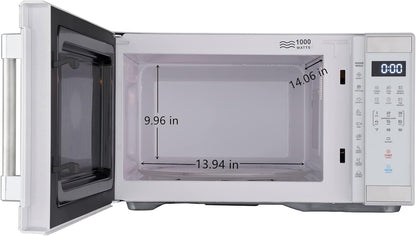 1.1 Cu. Ft. 1000 W Mid Size Microwave Oven, 1000W, White Stainless Steel3
