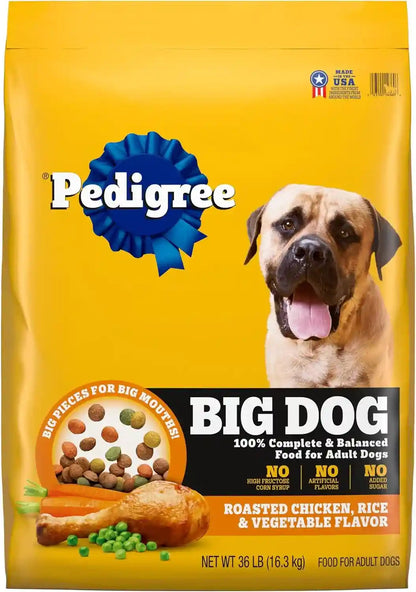 Pedigree Large Breed Adult Dry Dog Food, Roasted Chicken & Vegetable, 16 Lb | 36 Vitamins, Minerals & Amino Acids, Prebiotic Fiber, Supports Lean Muscle & Immune Health, Natural Flavors Only11