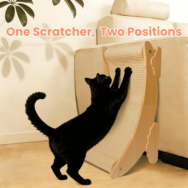Sisal Cat Scratcher Bed Scratch Chair Aesthetic Cat Lounger Natural Wood Scratch Post Replaceable Sisal Mat with Catnip and Felt Pads,Medium Size(Cloud Edge)9