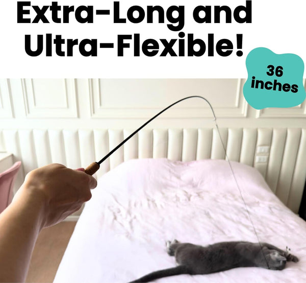 Forever Stick 1-Pack - the Unbreakable Cat Wand Toy, Durable Cat Toy Wand, Extra Long Cat String Toy, Cat Fishing Pole Toy for Bored Indoor Adult Cats, Cat Stick Toy, Cat Feather Wand, Cat Teaser Wand7