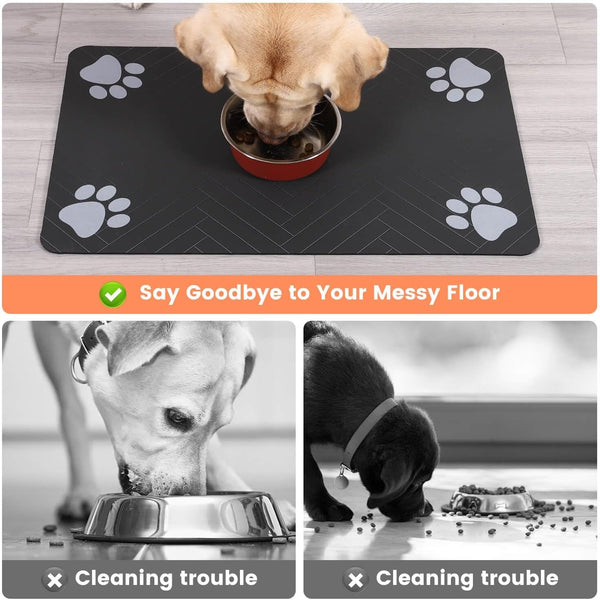 Pet Feeding Mat-Absorbent Pet Placemat for Food and Water Bowl, with Waterproof Rubber Backing, Quick Dry Water Dispenser Mat for Dog and Cat (20"X12", Striped Dark Gray)3