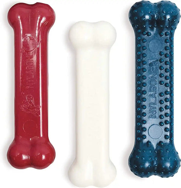 Nylabone Original Bone Power Chew Toys for Dogs, Durable & Tough Dog Toys for Aggressive Chewers, Long Lasting Chicken, Bacon, and Peanut Butter Flavor, Small - up to 25 Lbs, 1 Count | Peanut Butter, Chicken, and Bacon Flavor, Durable Dog Toys for Aggressive Chewers, Helps Clean Teeth, for Dogs up to 25 Lbs1