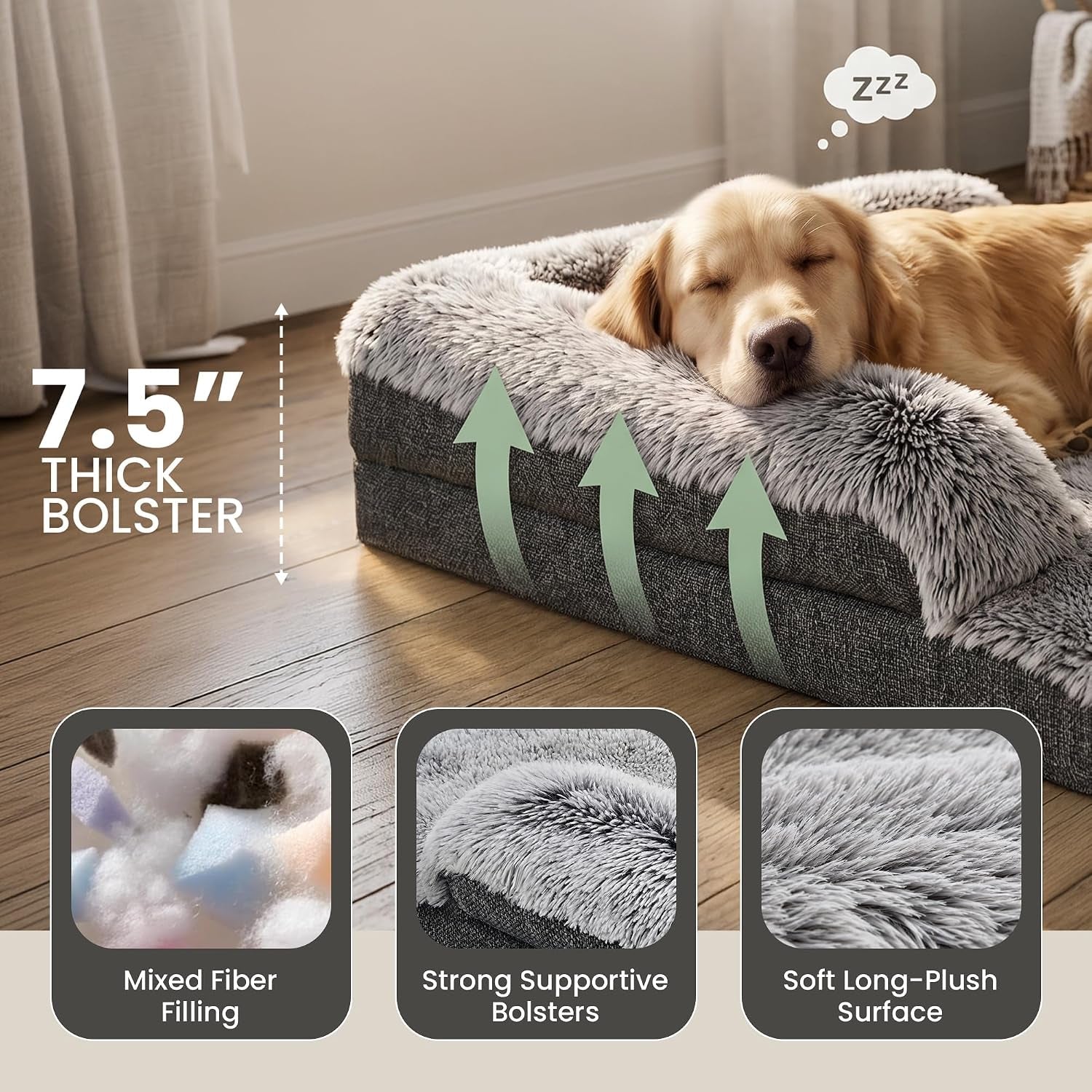 corner-dog-bed-large-39-calming-fluffy-orthopedic-pet-beds-grey-space-saving-plush-corner-nest-egg-crate-foam-washable-cover-waterproof-liner-non-slip-bottom-and-bolsters-for-large-dogs
