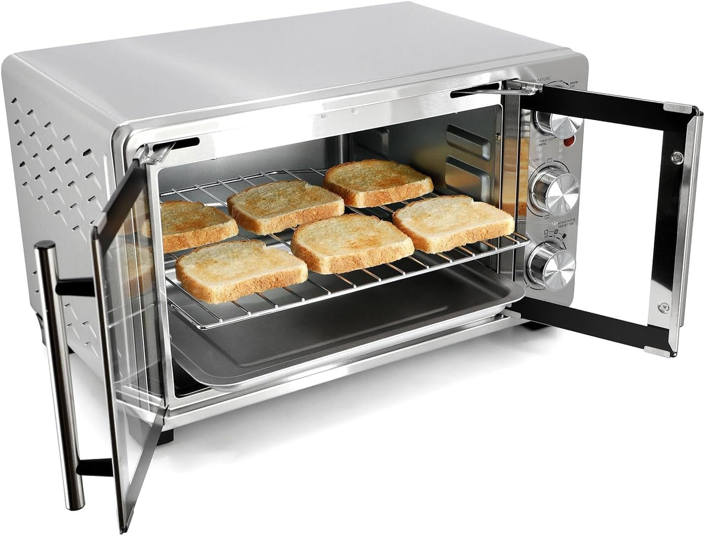 26-quart-french-door-stainless-steel-countertop-toaster-oven-multi-function-electric-oven-with-adjustable-temperature-60-minute-timer
