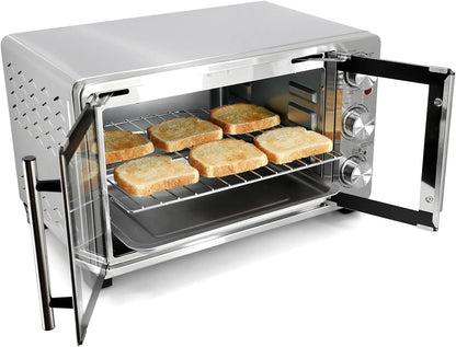 26 Quart French Door Stainless Steel Countertop Toaster Oven, Multi-Function Electric Oven with Adjustable Temperature & 60-Minute Timer6