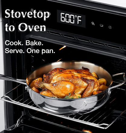 Tri-Ply Stainless Steel Cookware Set 10 Piece, Professional 18/10 Stianless Steel Pots and Pans Set, Oven & Induction Safe, Non-Toxic Kitchen Cookware Set for Family Cooking, 10Pcs6