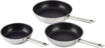 Set of Frying Pans Set of 3 20/24/28 Cm Diameter with Non-Stick Coating 3 Diameter, Stainless Steel, 24 Cm, 3 Units1