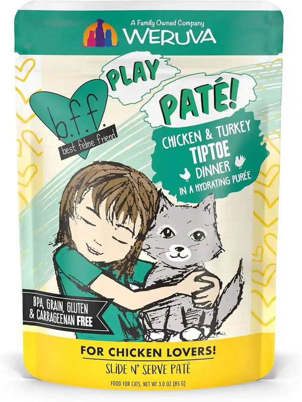 Weruva B.F.F. Play - Best Feline Friend Paté Lovers, Aw Yeah!, Paté Partay! Variety Pack, 3Oz Pouch (Pack of 12)16