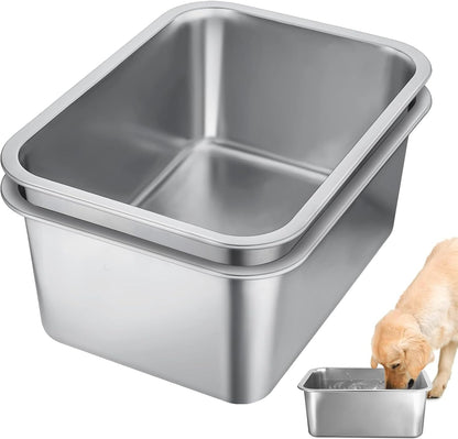 2 Pcs 4 Gallons Extra Large Dog Water Bowl - Durable Reusable Stainless Steel Dog Bowl, High Capacity Water and Food Bowls for Household with Multiple Large Dogs Indoor Outdoor8