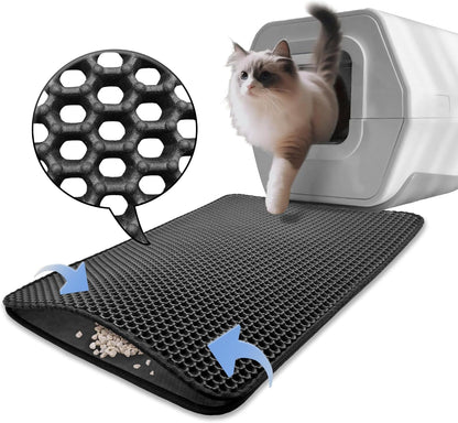 HTTMT- (23.6X18 Inch) Pet Supplies Cats Litter & Housebreaking 60X45 Black Cat Litter Mat Double Layer Pad Trapper Folding Pad EVA Foam Rubber1