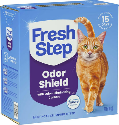 Fresh Step Odor Shield Multi Cat Clumping Litter with Febreze Freshness, Odor-Eliminating Carbon, Ammonia Block Technology, 22 Lb. Box10