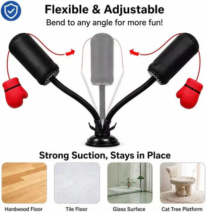 MOYEE Cat Punching Bag Toy, Interactive Punch Cat Toy with Dangling Boxing Gloves, Sturdy ABS Suction Cup Base Wobble Cat Boxing Toy for Indoor Cats Exercise & Mental Stimulation6