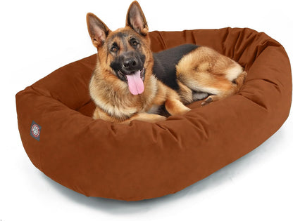 Majestic Pet 32 Inch Suede Calming Dog Bed Washable – Cozy Soft round Dog Bed with Spine Support for Dogs to Rest Their Head - Fluffy Donut Dog Bed 32X23X7 (Inch) - round Pet Bed Medium – Sage51