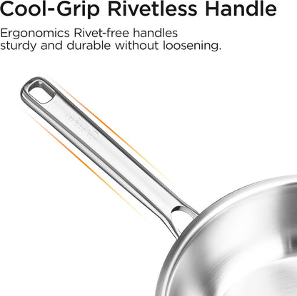 11" Wok Pan with Lid, Stainless Steel Deep Skillet for Stir-Fry | Non-Toxic Uncoated Cookware, Flat Bottom, Oven Safe, Induction Ready, Stay-Cool Handle, 3-Ply Stainless Steel Clad4