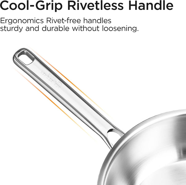 11" Wok Pan with Lid, Stainless Steel Deep Skillet for Stir-Fry | Non-Toxic Uncoated Cookware, Flat Bottom, Oven Safe, Induction Ready, Stay-Cool Handle, 3-Ply Stainless Steel Clad4