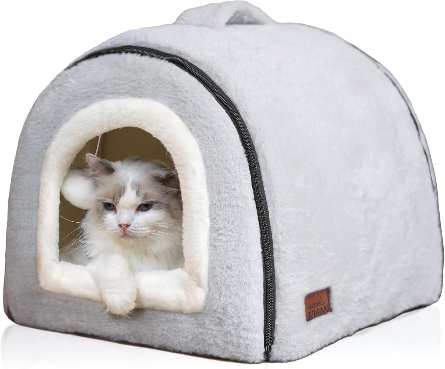 cat-bed-for-indoor-cats-foldable-cat-cave-anti-slip-water-resistant-bottom-cat-houses-for-indoor-cats-or-small-dogs-kitten-tent-rabbit-bed-2-in-1-pet-bed-grey