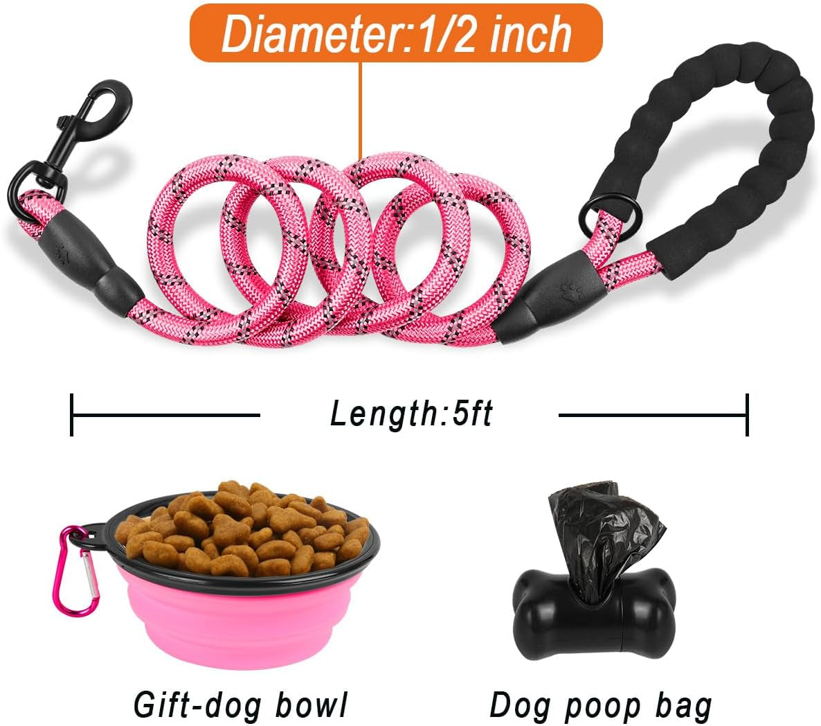 barkbay-dog-leashes-for-large-dogs-heavy-duty-dog-leash-4-5-6-ft-with-comfortable-padded-handle-and-highly-reflective-threads-for-medium-large-dogs-walking-training-running-5ft-1-2-pink