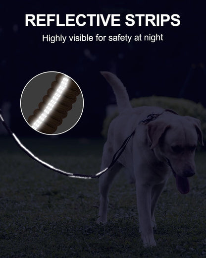 Joytale Tactical Bungee Dog Leash, Shock Absorbing No Pull, Coyote Brown | for Large Dogs That Pull, 2 Padded Handles for Control, Car Seatbelt Clip, Reflective for Night Safety, Metal Frog Clip6