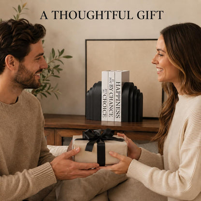 Book Ends for Heavy Books, Resin Decorative Bookends, Heavy Duty Bookend for Shelves, Book Stopper for Shelves, Modern Home Decor Aesthetic Book Ends, Layered Arch Design Set of 2(Matte Black)6
