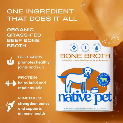 Native Pet Bone Broth for Dogs - Made with Real Beef Bone Broth, Dog Food Toppers for Picky Eaters - Provides Extra Hydration & Nutrition for Joint Strength, Immunity & Heart Health-48 Scoops3