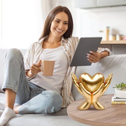 Home Mantel Decor Accents, Minimalist Heart Decoration and Accessories, Living Room, Office, Dining Table, TV Stand, Library Peace Sign Hand Sculpture， Coffee Shelf Ornament (Small), Valentine3