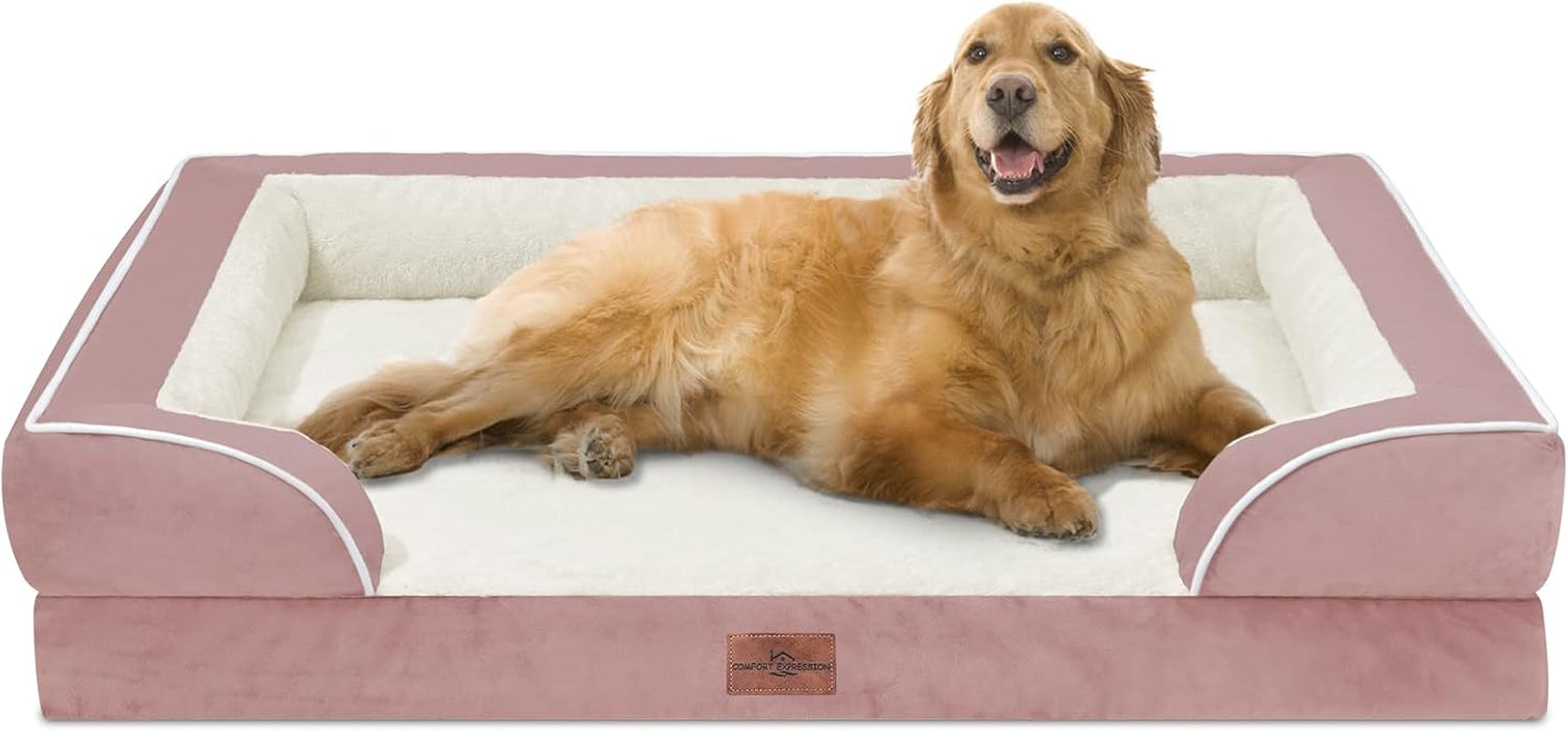 comfort-expression-orthopedic-dog-bed-for-extra-large-dogs-with-bolster-waterproof-dog-couch-bed-with-washable-cover-non-slip-bottom-supportive-egg-crate-foam-xl-pet-bed-42x30-inch