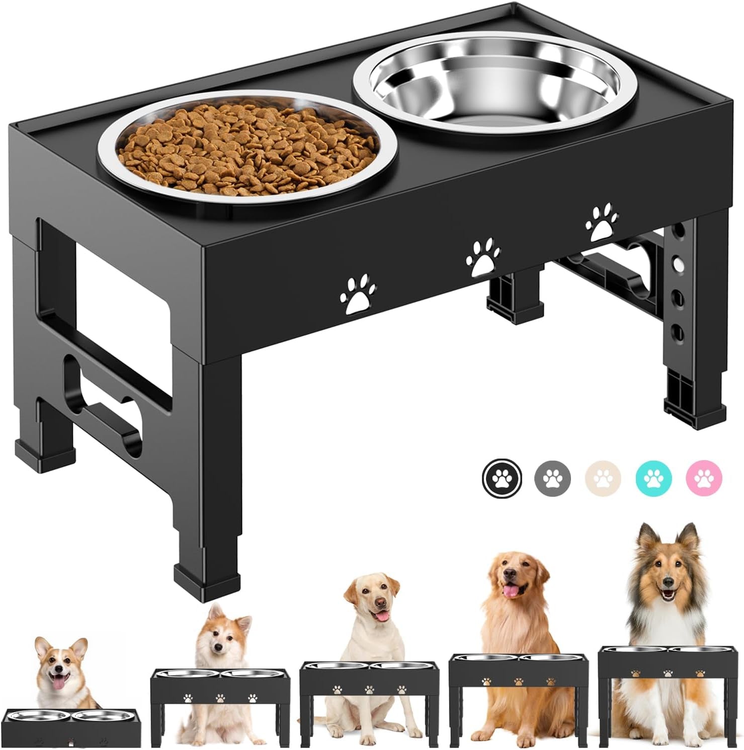elevated-dog-bowls-with-2-stainless-steel-bowls-5-height-adjustable-stand-3-1-9-to-12-for-improved-digestion-neck-support-easy-clean-non-slip-base-raised-feeder-for-medium-large-dogs