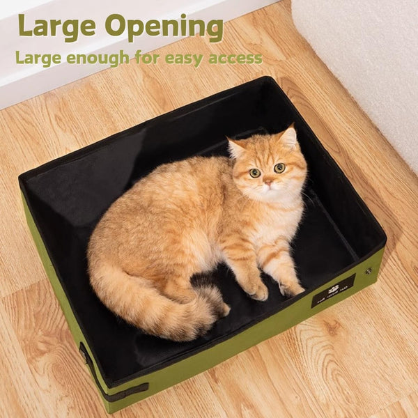 Portable Foldable Cat Litter Box - Waterproof, Leak-Proof for Outdoor Camping, Hotel Stays, Road Trips - Travel Essentials for Cats & Kittens (Green, Large)5