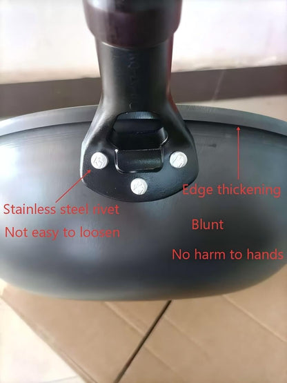 Chinese Wok with Lid, 13.4 Inch Flat Bottom, Cast Iron | Stir-Fry Deep Fryer, Uncoated for Open Fire, PFAS PFOA Free, Riveted Solid Wood Handle, for about 3-5 People5