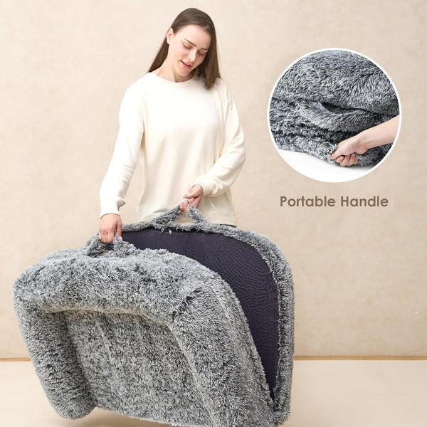 EHEYCIGA Foldable XXL Dog Bed Memory Foam-46X34X6.5", Fluffy Cover, Grey8
