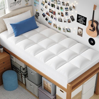Twin XL Mattress Topper for College Dorm, Thick Pillow Top Bed Pad | Extra Long Twin Mattress Pad with Deep Pocket, Plush College Dorm Room Essential for Girls & Guys, Ideal for Back to School1